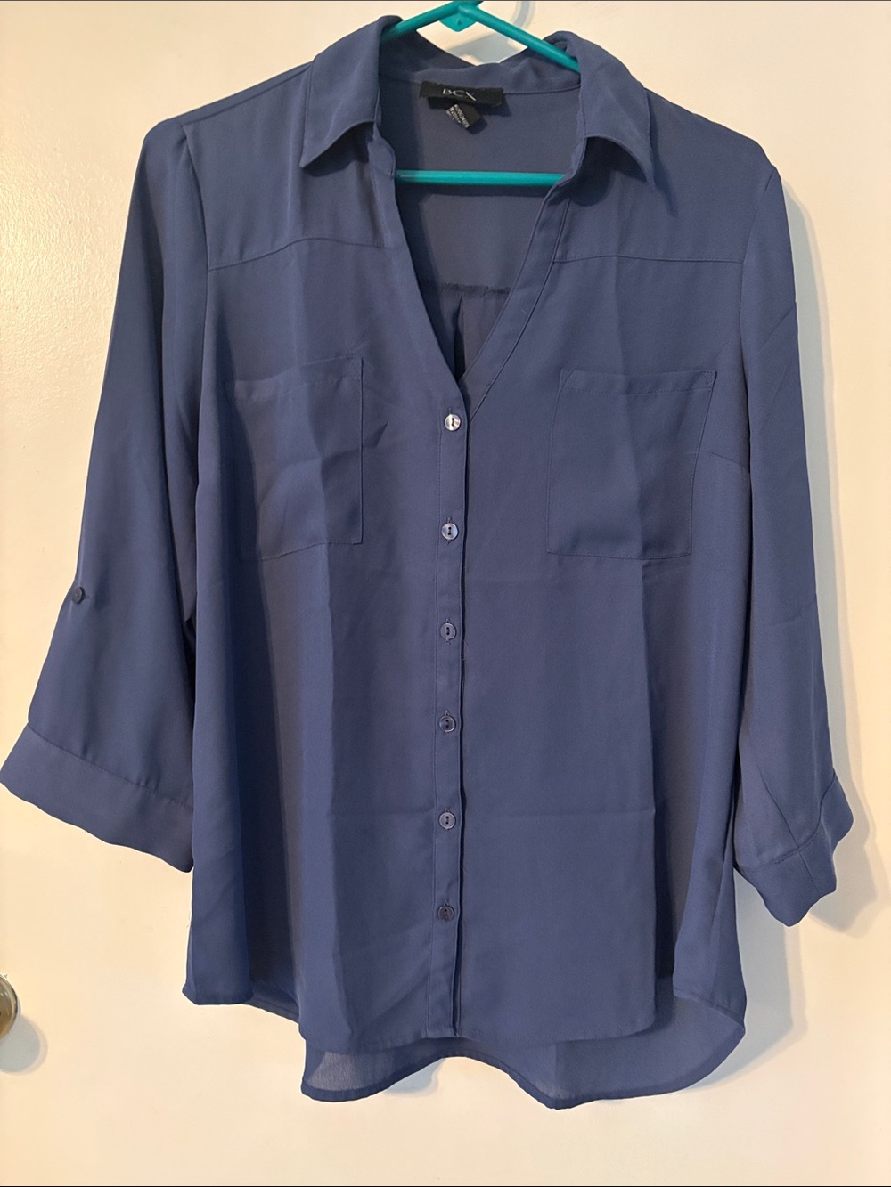 BCX Women's Button-Down Blouse in Deep Blue